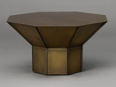 FLARE SHORT - Low octagonal burnished brass side table _ Articolo Studio